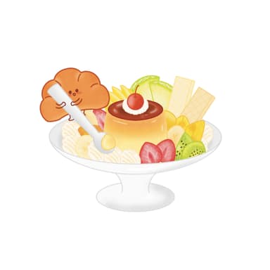 최신 유행 푸딩 한입 냠