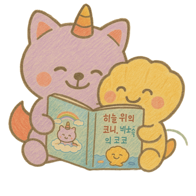 같이 동화책을 읽는 코니와코코