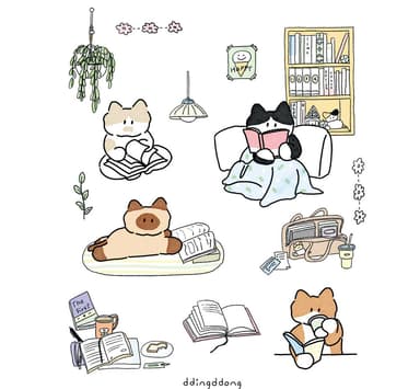 독서중인 소심한고양이들