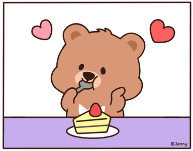 케이크를 먹을 생각에 행복한 베니